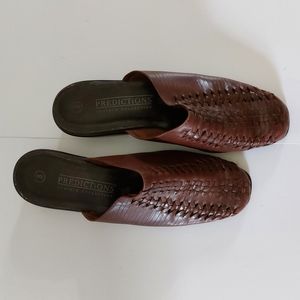 Sale  Brown Leather Woven Slip-on Mules/Shoes